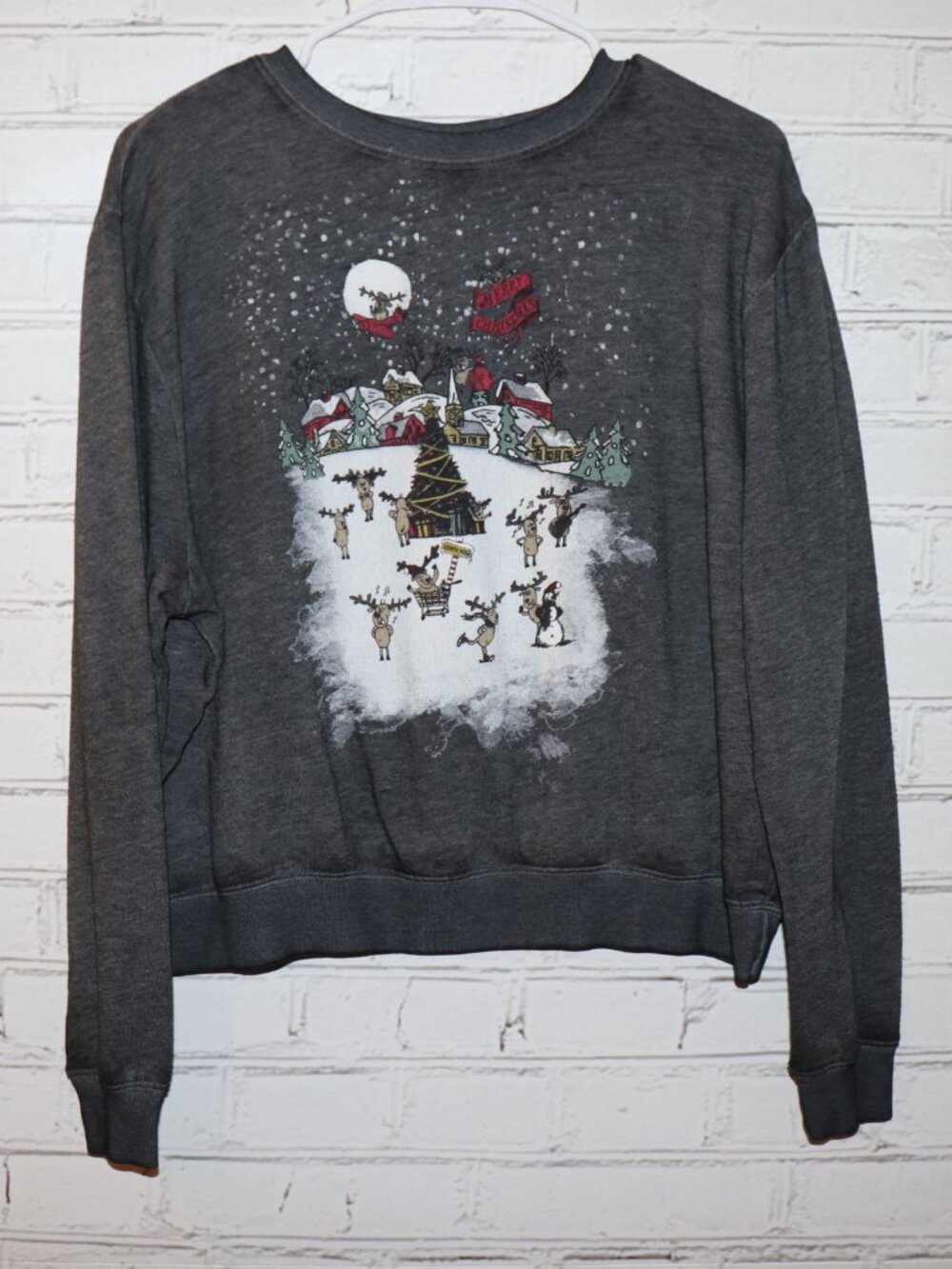 🎄 Abercrombie & Fitch “Good Cheer” Holiday Sweatshirt · Adult Large · Dark Gray
